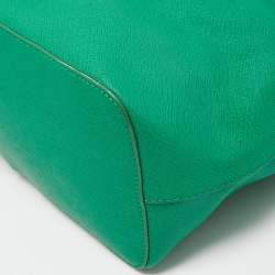 Pre Owned Dkny Green Leather Top Zip Tote