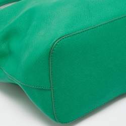 Pre Owned Dkny Green Leather Top Zip Tote