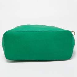 Pre Owned Dkny Green Leather Top Zip Tote