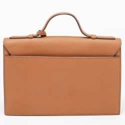 Pre Owned DKNY Brown Saffiano Leather Logo Flap Top Handle Bag