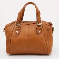 Pre Owned DKNY Tan Leather Zip Satchel