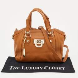 Pre Owned DKNY Tan Leather Zip Satchel