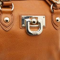 Pre Owned DKNY Tan Leather Zip Satchel