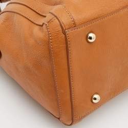 Pre Owned DKNY Tan Leather Zip Satchel