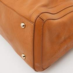 Pre Owned DKNY Tan Leather Zip Satchel