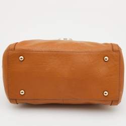 Pre Owned DKNY Tan Leather Zip Satchel