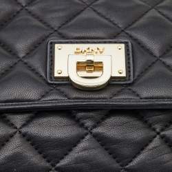Pre Owned DKNY Black Quilted Leather Flap Shoulder Bag