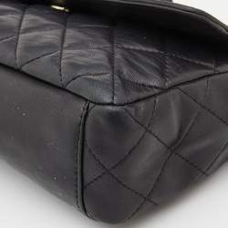 Pre Owned DKNY Black Quilted Leather Flap Shoulder Bag