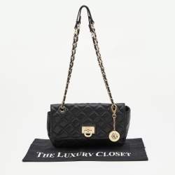 Pre Owned DKNY Black Quilted Leather Flap Shoulder Bag