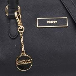 Pre Owned DKNY Black Leather Zip Boston Bag