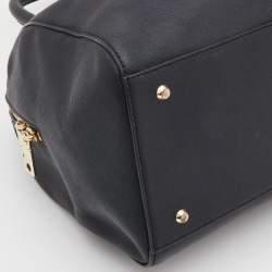 Pre Owned DKNY Black Leather Zip Boston Bag