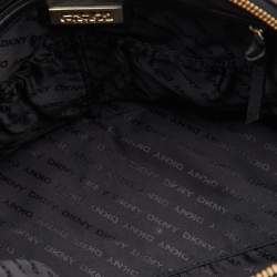 Pre Owned DKNY Black Leather Zip Boston Bag