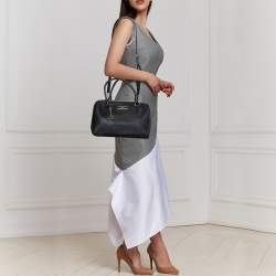 Pre Owned DKNY Black Leather Zip Boston Bag