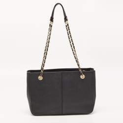 DKNY Black Leather Chain Handle Tote