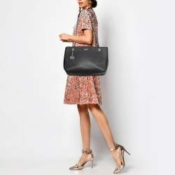 DKNY Black Leather Chain Handle Tote