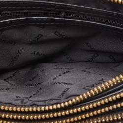 Pre Owned Dkny Black Leather Bryant Park Triple Zip Crossbody Bag