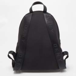 Pre Owned DKNY Black Neoprene and Faux Leather Backpack
