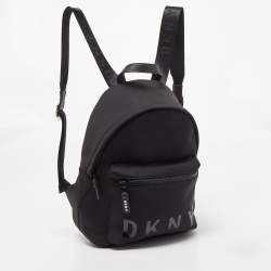 Pre Owned DKNY Black Neoprene and Faux Leather Backpack