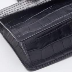 Pre Owned DKNY Black Croc Embossed Leather Elissa Shoulder Bag