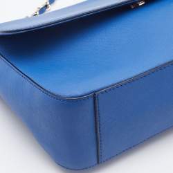 Pre Owned DKNY Blue Saffiano Leather Bryant Park Flap Shoulder Bag