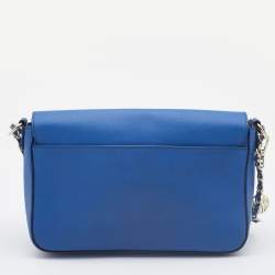 Pre Owned DKNY Blue Saffiano Leather Bryant Park Flap Shoulder Bag