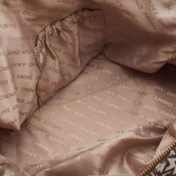 Pre Owned Dkny Red/Beige Monogram Canvas and Leather Boston Bag