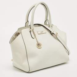 DKNY White Saffiano Leather Bryant Park Tote