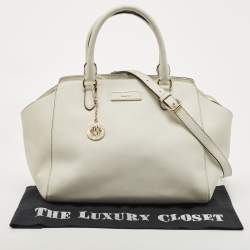 DKNY White Saffiano Leather Bryant Park Tote