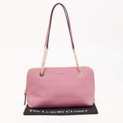 Pre Owned Dkny Old Rose Leather Dome Chain Shoulder Bag