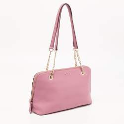Pre Owned Dkny Old Rose Leather Dome Chain Shoulder Bag