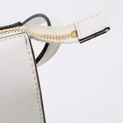 Pre Owned DKNY White Leather Bryant Zip Crossbody Bag