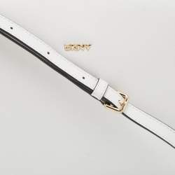 Pre Owned DKNY White Leather Bryant Zip Crossbody Bag