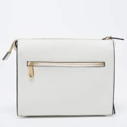 Pre Owned DKNY White Leather Bryant Zip Crossbody Bag