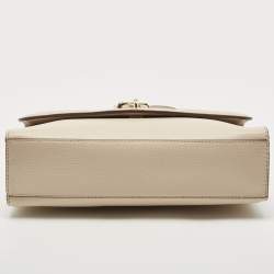 Pre Owned DKNY Light Beige Leather Large Ella Shoulder Bag