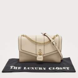 Pre Owned DKNY Light Beige Leather Large Ella Shoulder Bag