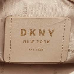 Pre Owned DKNY Light Beige Leather Large Ella Shoulder Bag