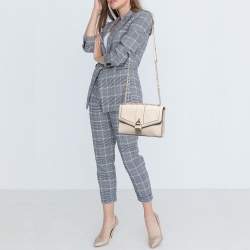 Pre Owned DKNY Light Beige Leather Large Ella Shoulder Bag