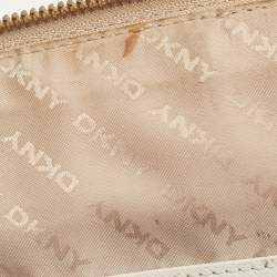 DKNY Cream/Beige Signature Canvas and Leather Dome Satchel