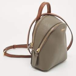 مملوكة مسبقًا DKNY Brown/Dark Grey Leather Mini Bryant Backpack