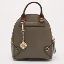 مملوكة مسبقًا DKNY Brown/Dark Grey Leather Mini Bryant Backpack