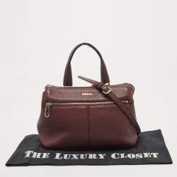 Pre Owned DKNY Burgundy Grained Leather Satchel