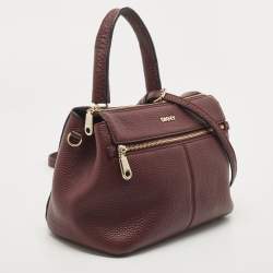 Pre Owned DKNY Burgundy Grained Leather Satchel