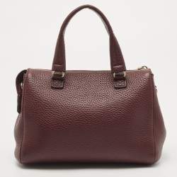 Pre Owned DKNY Burgundy Grained Leather Satchel