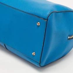 مملوكة مسبقًا Dkny Blue Saffiano Leather Logo Boston Bag