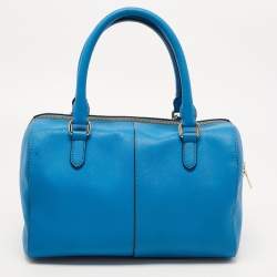 مملوكة مسبقًا Dkny Blue Saffiano Leather Logo Boston Bag