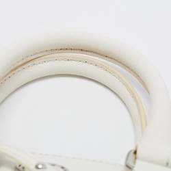 Pre Owned DKNY White Saffiano Leather Logo Dome Satchel