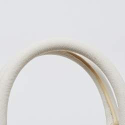 Pre Owned DKNY White Saffiano Leather Logo Dome Satchel