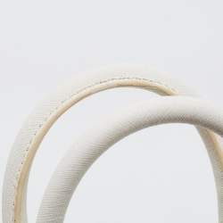 Pre Owned DKNY White Saffiano Leather Logo Dome Satchel