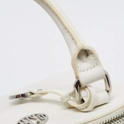 Pre Owned DKNY White Saffiano Leather Logo Dome Satchel