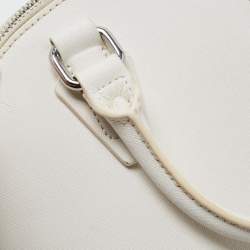 Pre Owned DKNY White Saffiano Leather Logo Dome Satchel